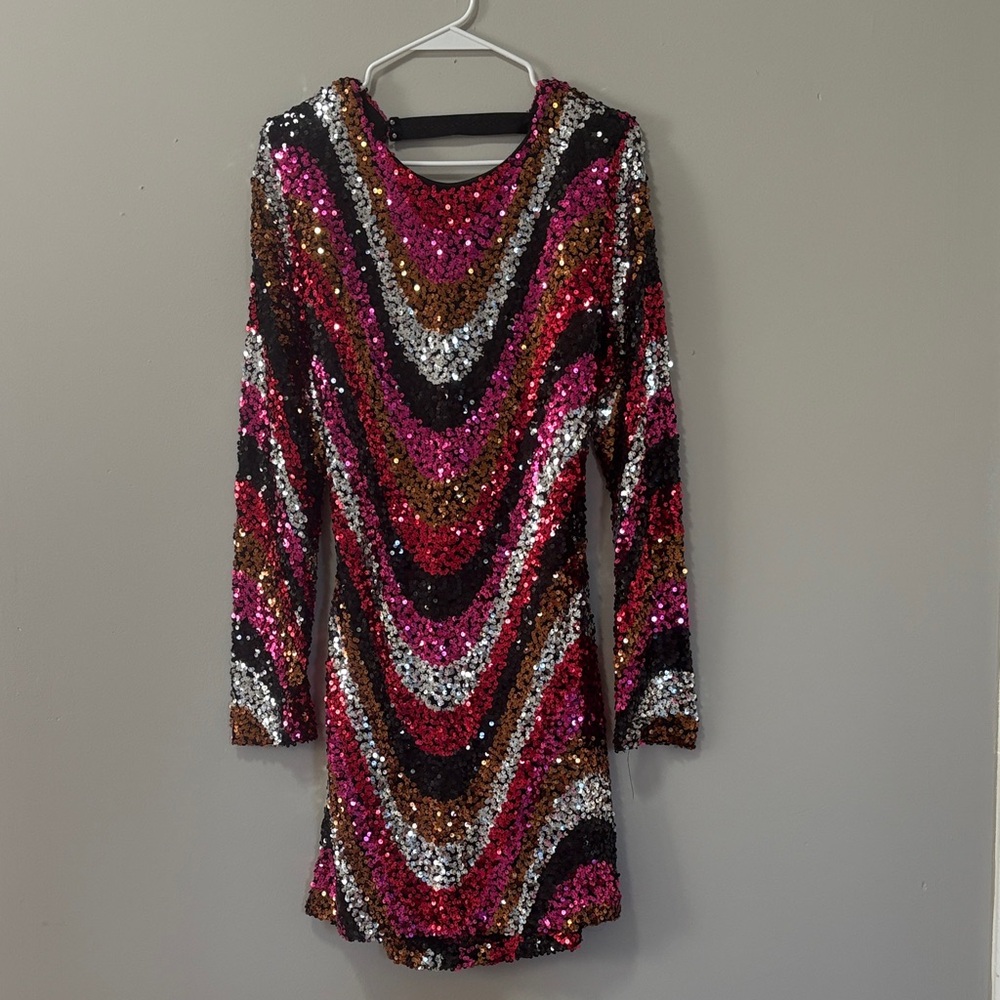 B Darlin Multicolor Sequin Backless Dress